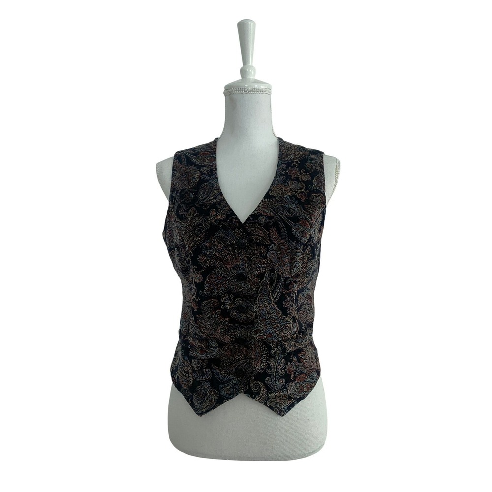 Vintage Panther 13/14 Paisley Tapestry Vest Festival Waistcoat Indie Retro Boho
